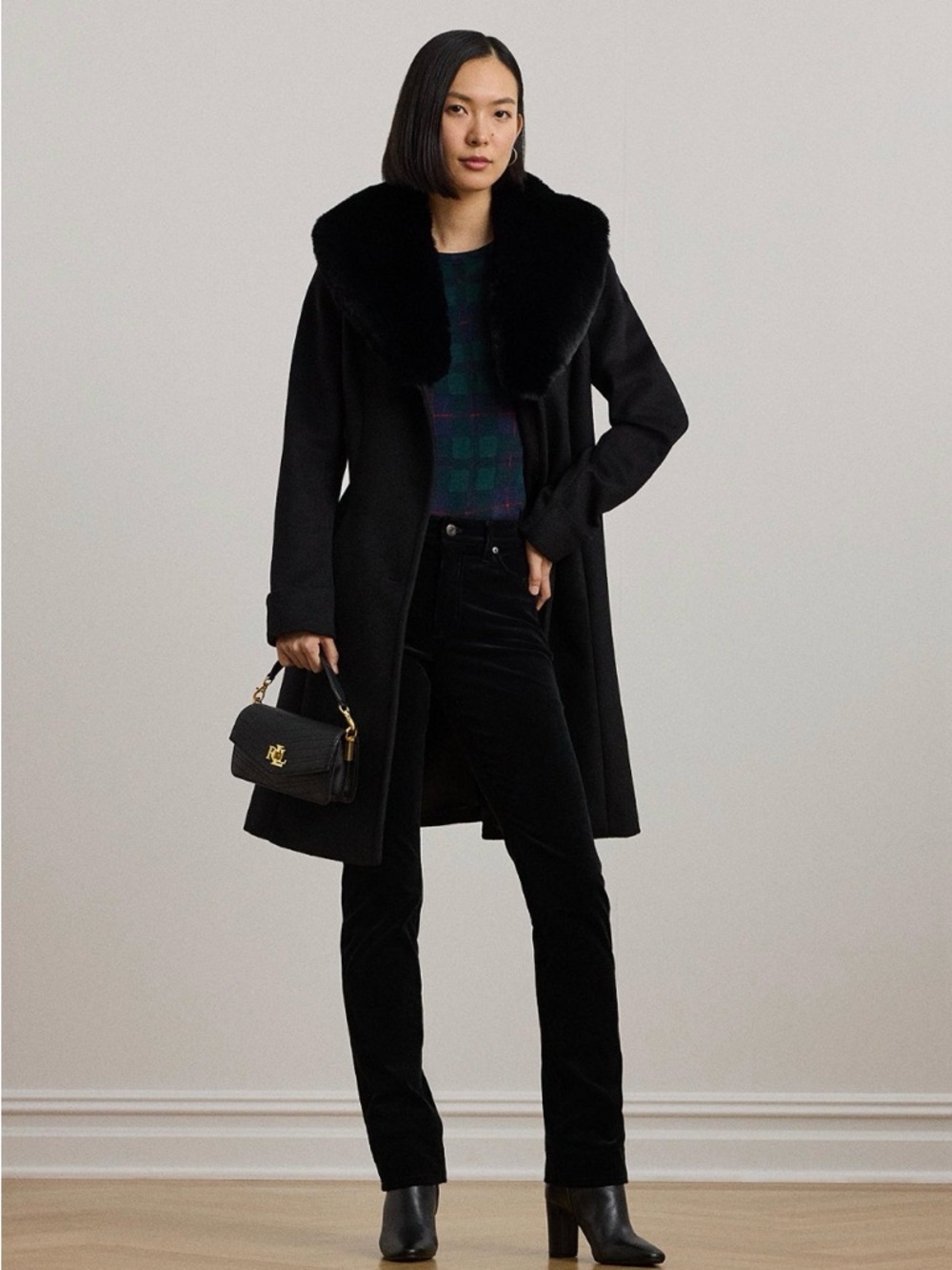 NWOT Ralph Lauren Faux Fur Collar Coat - Size 6 - Picture 2 of 5